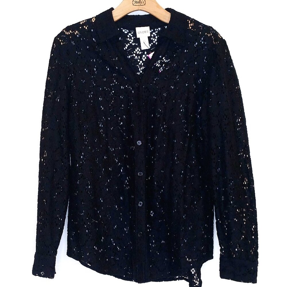 Chicos Lace Button Up Top